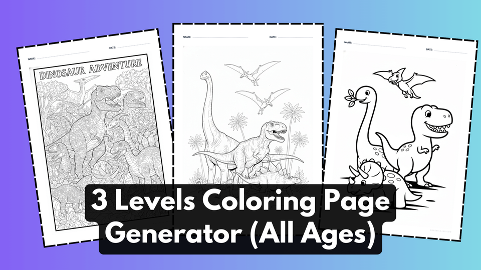 3 Levels Coloring Page Generator (All Ages)